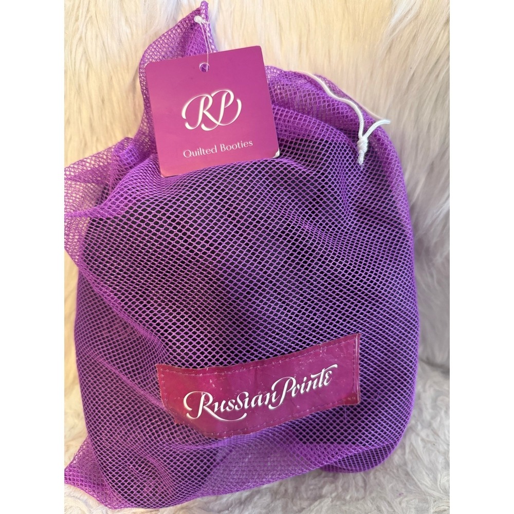 NWT Russian Pointe Quilted Warm Up Booties Black Purple w/ carry bag - Picture 4 of 4